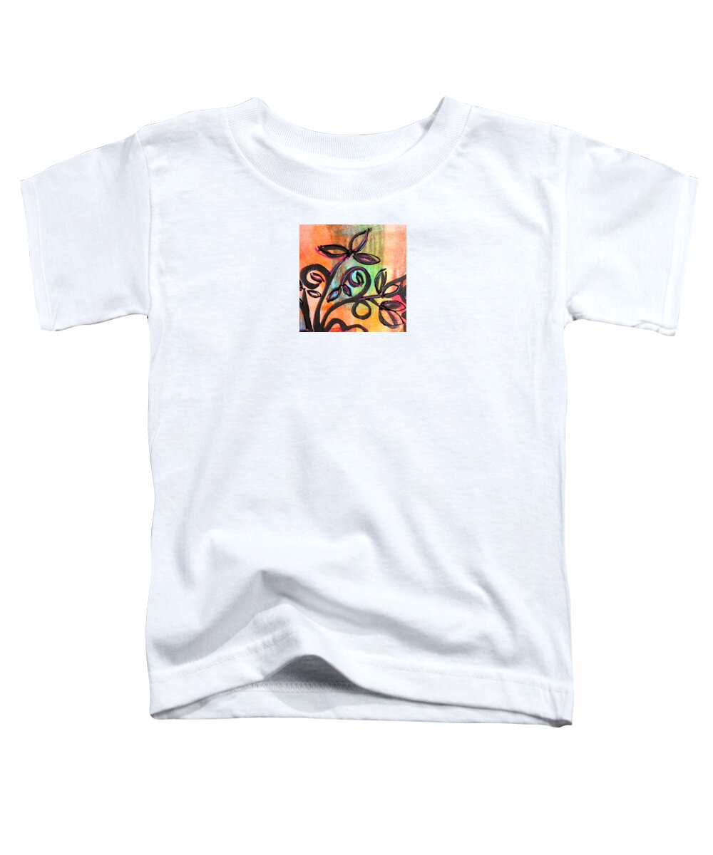 Contemporary Toddler T-Shirt featuring the mixed media Peachy branches by Barbara Leigh Art