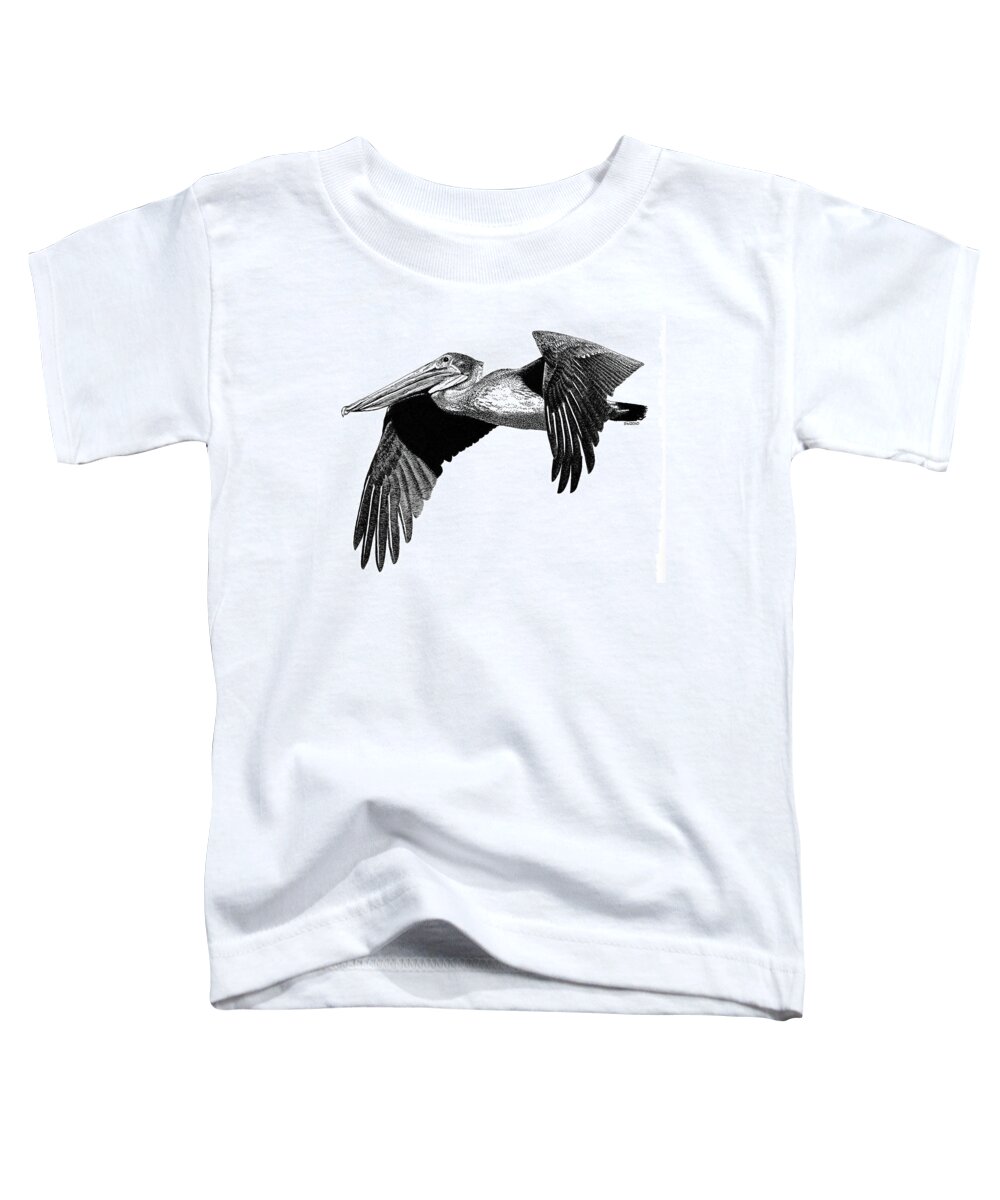 Pelican Toddler T-Shirt featuring the drawing Pelican by Scott Woyak