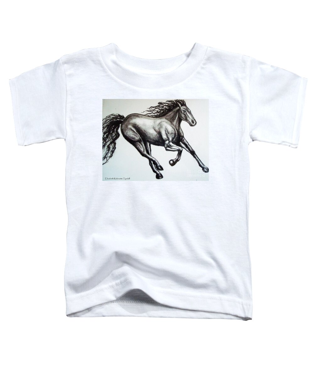 Horse Toddler T-Shirt featuring the drawing Persistance by Elizabeth Robinette Tyndall