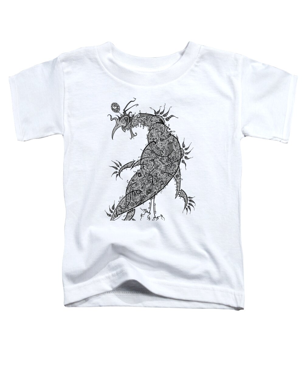 Pheasant Toddler T-Shirt featuring the drawing Pheasant by Raf Podowski