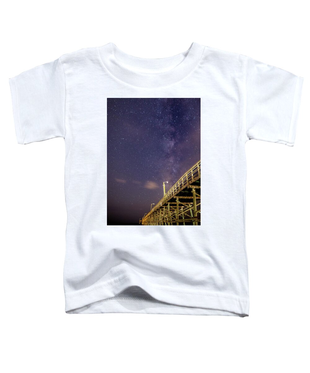 Oak Island Toddler T-Shirt featuring the photograph Pier into the Stars by Nick Noble