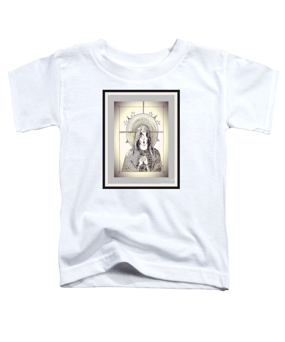 Virgin Mary Toddler T-Shirt featuring the drawing Pieta -- vintage sepia by Jayne Somogy