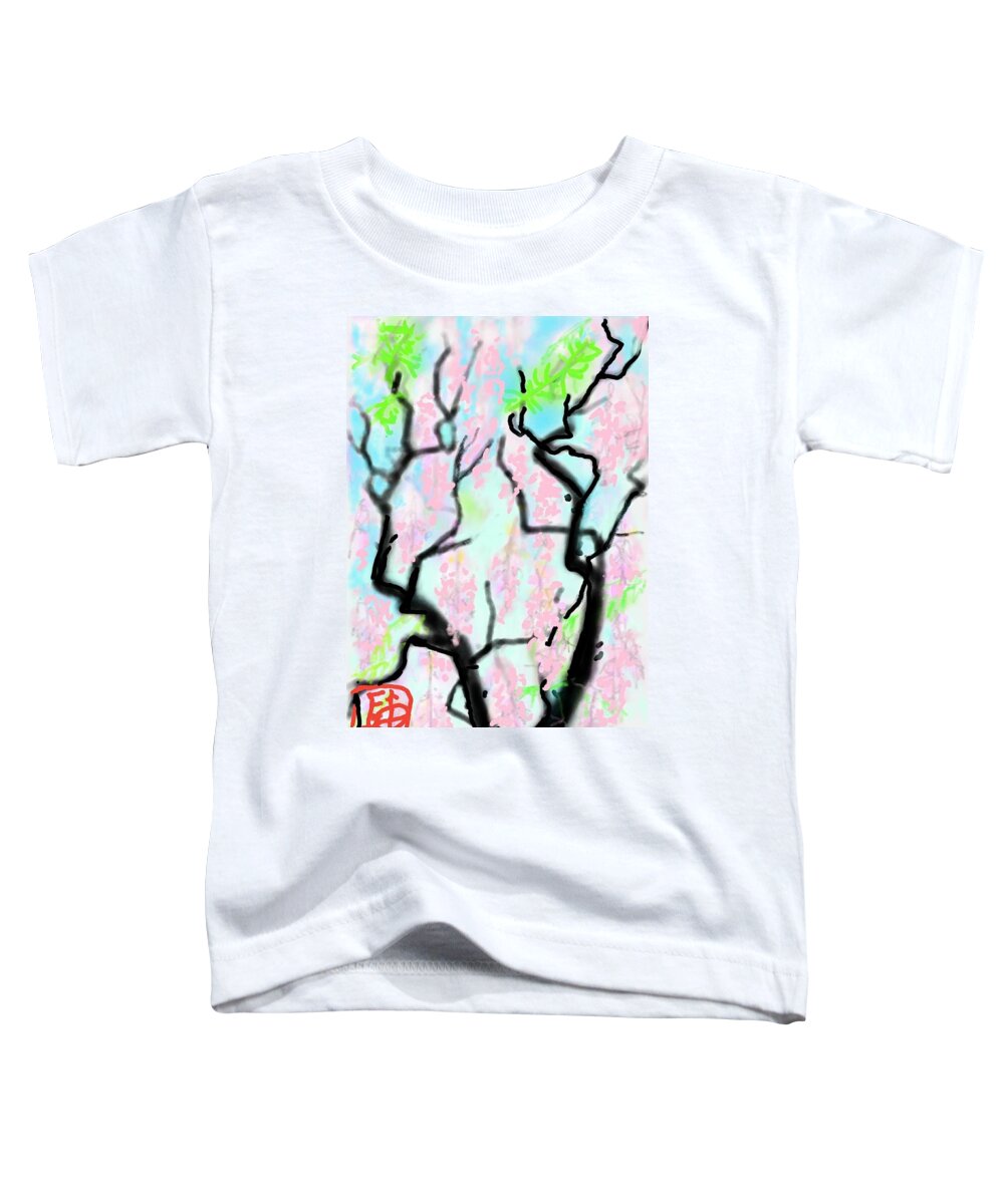 Wisteria. Pink Toddler T-Shirt featuring the digital art Pink Wisteria by Debbi Saccomanno Chan