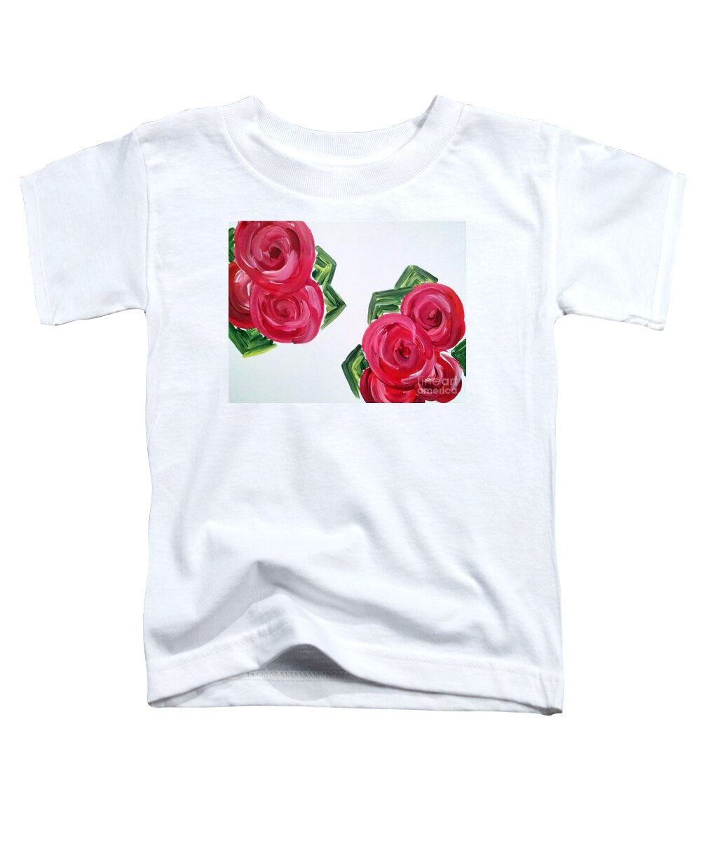 Peonies Pink Toddler T-Shirt featuring the painting Playful Peonies by Jilian Cramb - AMothersFineArt