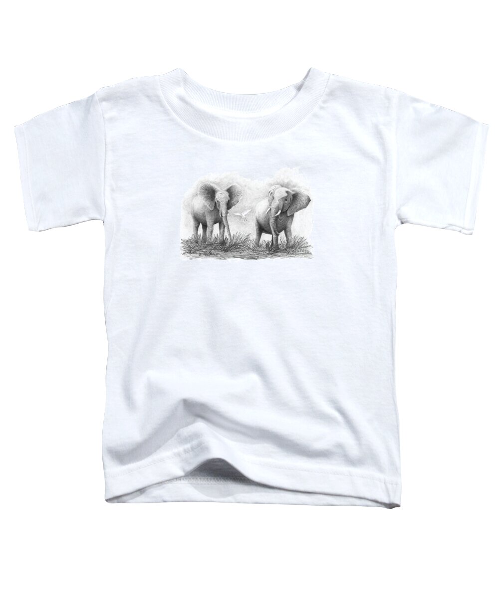 Elephants Toddler T-Shirt featuring the drawing Playtime by Phyllis Howard