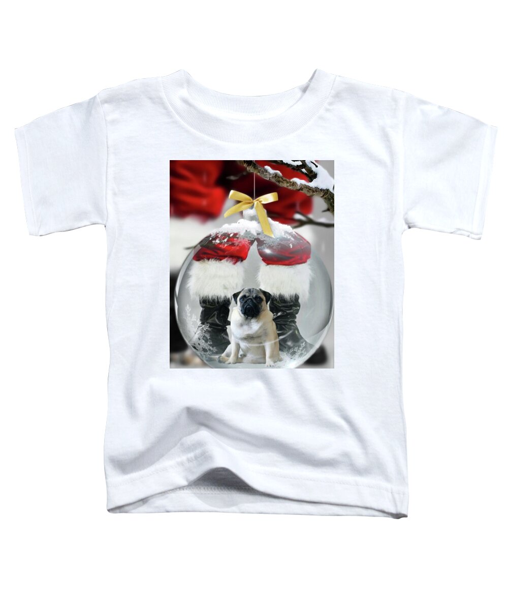 Pug Toddler T-Shirt featuring the photograph Pug and Santa by Jackson Pearson
