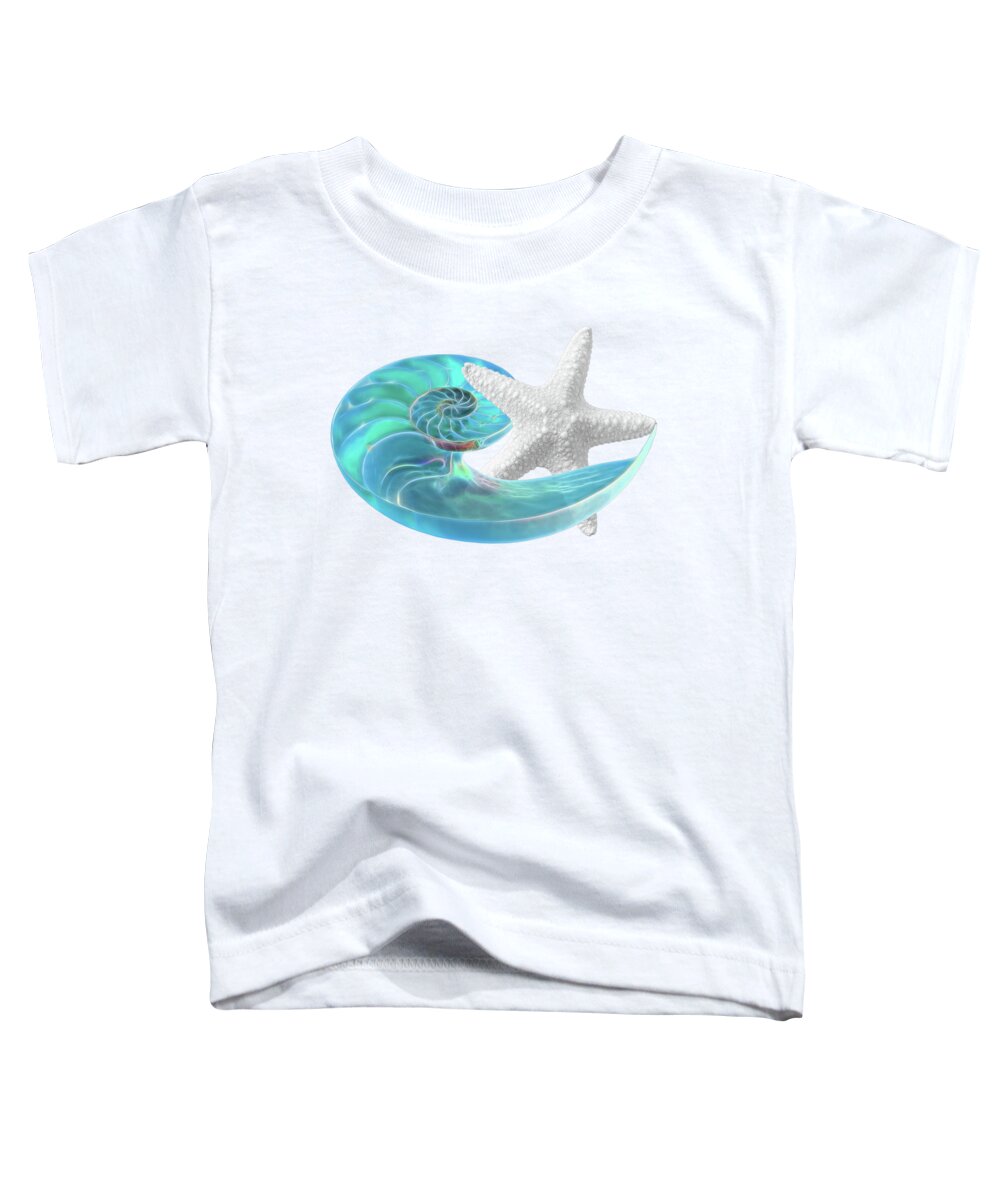 Nautilus Toddler T-Shirt featuring the photograph Pure Joy - Starfish With Nautilus Shell by Gill Billington
