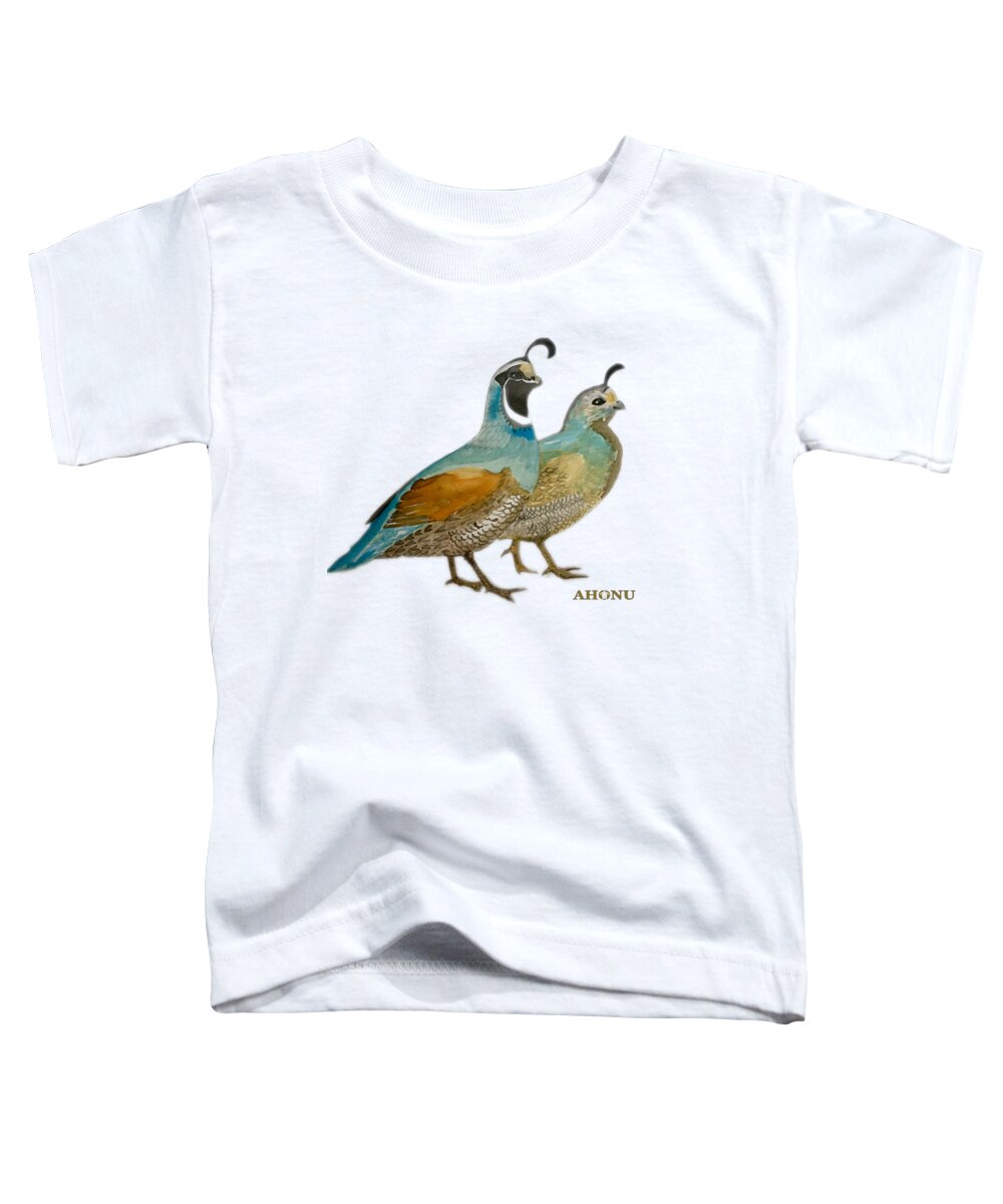 Quail Toddler T-Shirt featuring the painting Quail Pair by AHONU Aingeal Rose