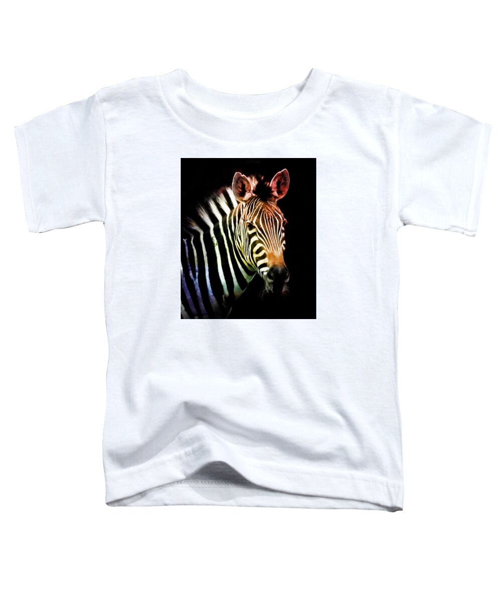Zebra Toddler T-Shirt featuring the photograph Rainbow Zebra by Athena Mckinzie