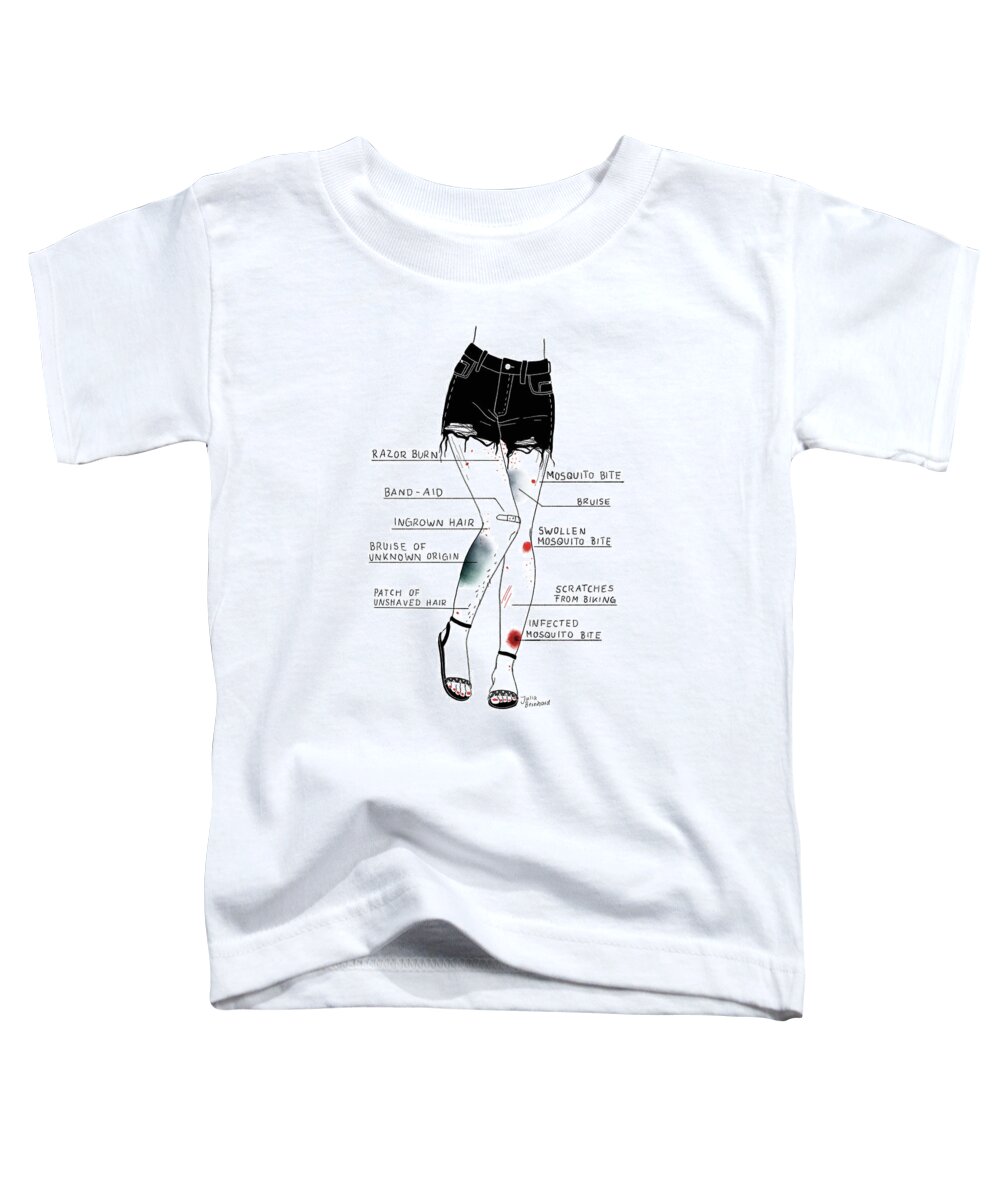 Real Summer Legs Mosquito Bite Toddler T-Shirt featuring the drawing Real Summer Legs by Julia Bernhard