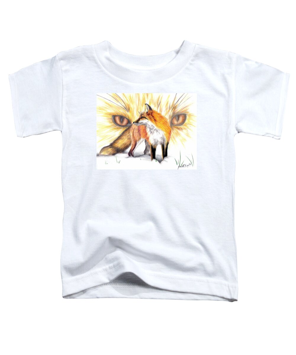 Fox Toddler T-Shirt featuring the drawing Red Fox by Scarlett Royale