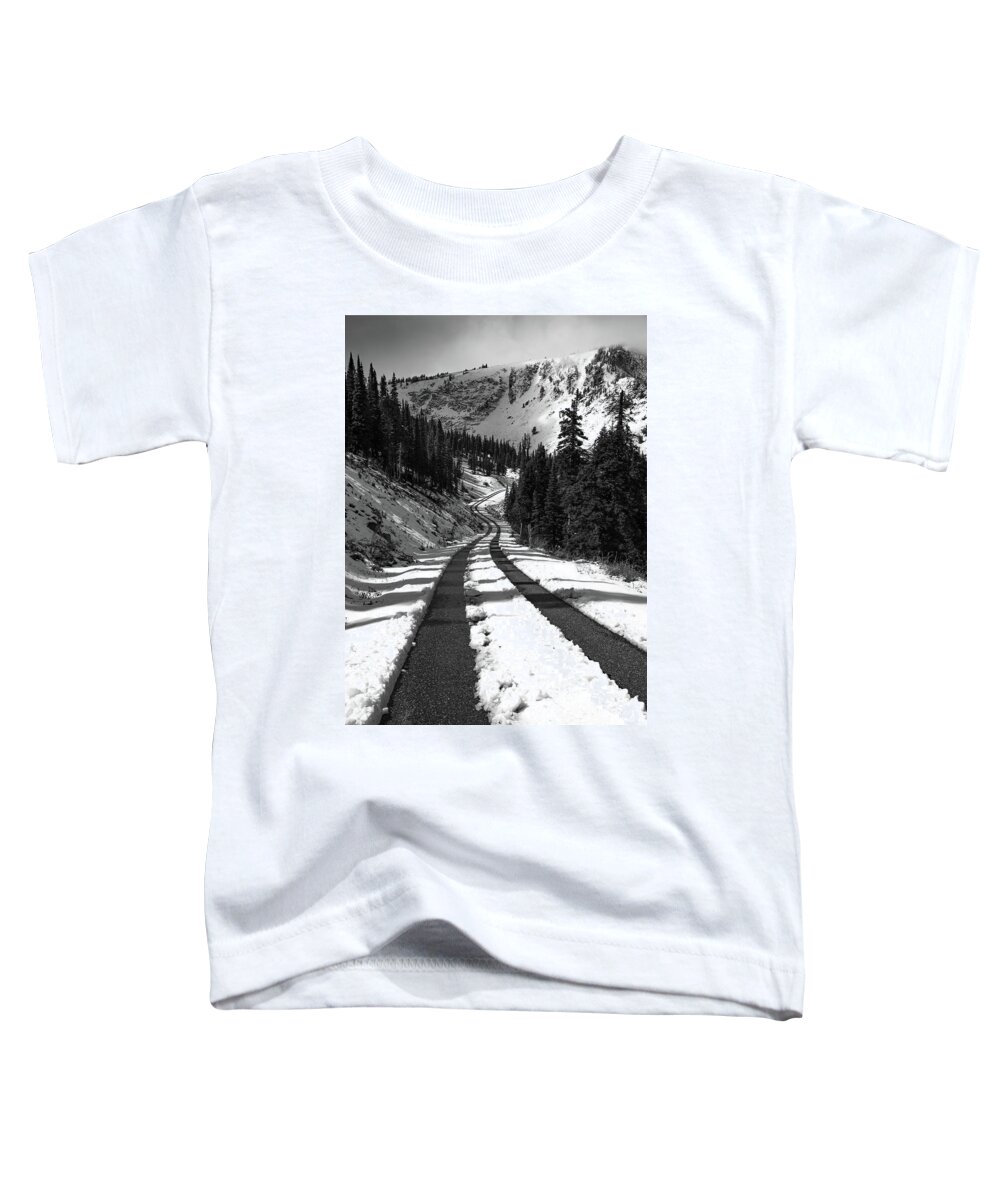 Kaylyn Franks Toddler T-Shirt featuring the photograph Ribbon to the Unknown Monochrome Art by Kaylyn Franks by Kaylyn Franks