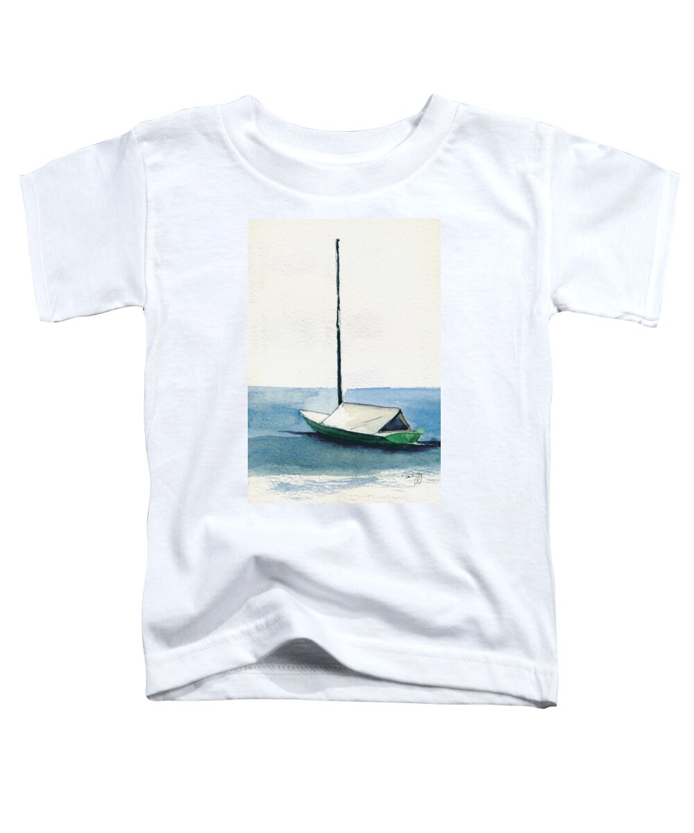 Seascape Toddler T-Shirt featuring the painting Rockport Boat Study by Paul Gaj