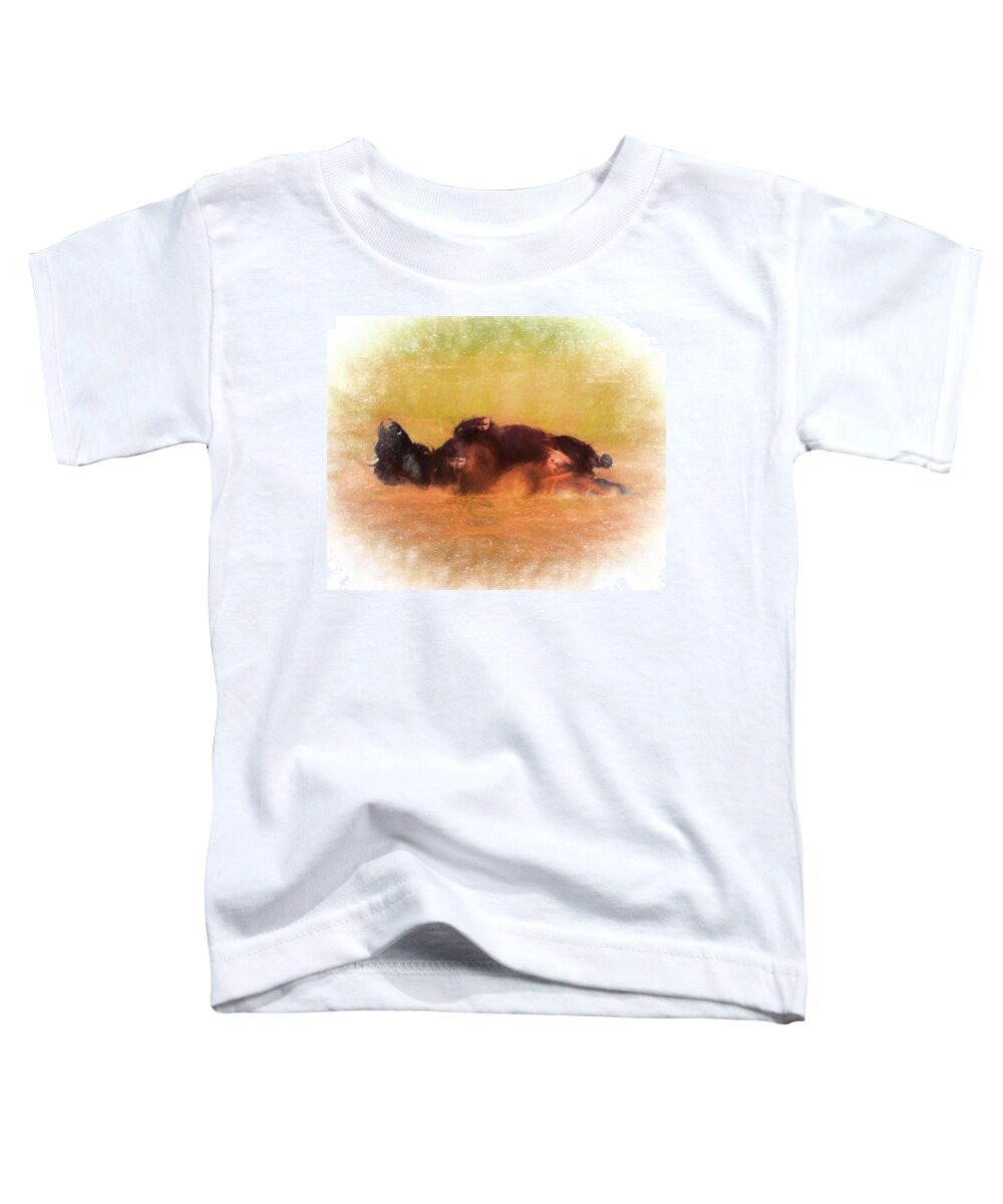Bison Toddler T-Shirt featuring the photograph Rolling Bison by Mark Jackson
