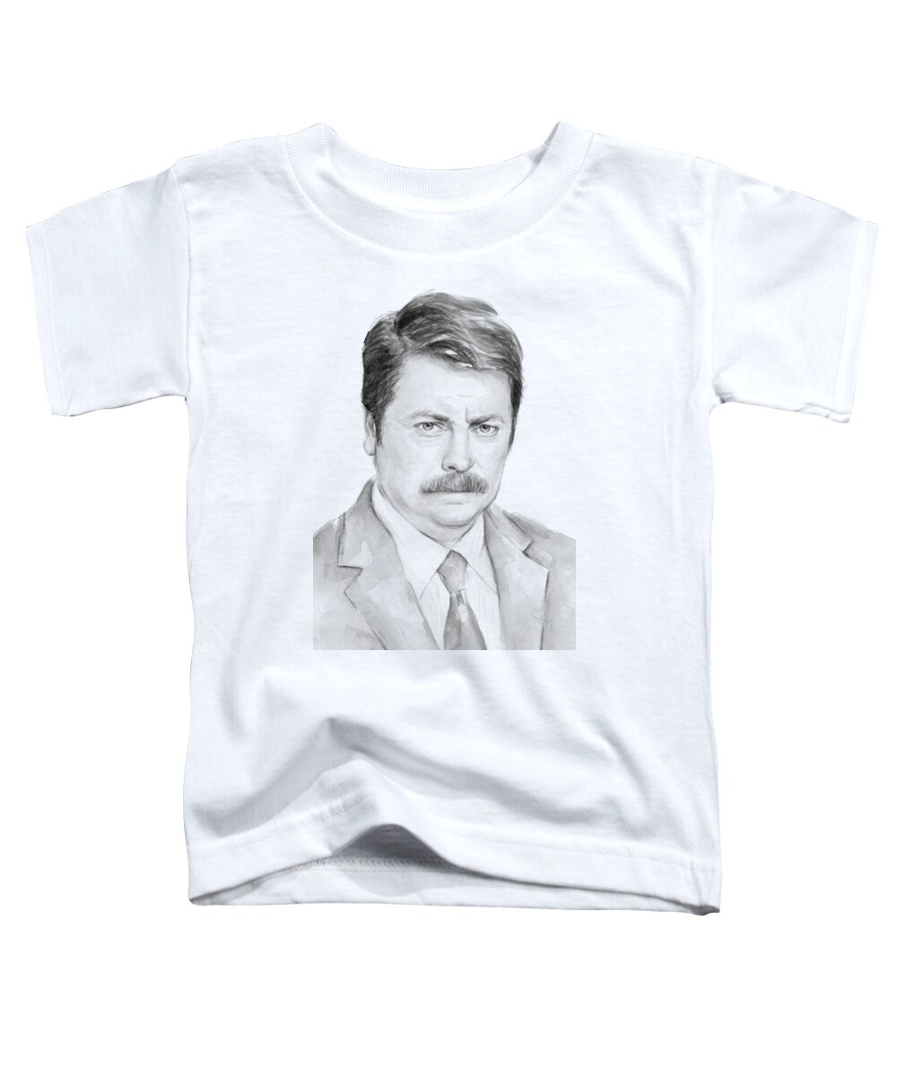 Swanson Toddler T-Shirt featuring the painting Ron Swanson by Olga Shvartsur