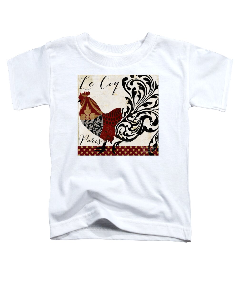 Roosters Damask Toddler T-Shirt featuring the painting Roosters of Paris I by Mindy Sommers