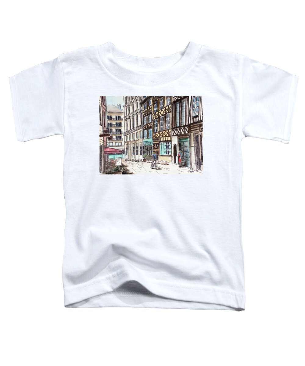 Rue Malpalu Toddler T-Shirt featuring the painting Rue Malpalu, Rouen, France II by Emily Page