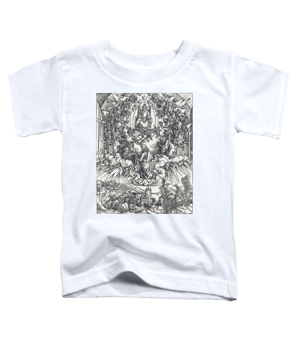Durer Toddler T-Shirt featuring the drawing Saint John before God and the Elders by Albrecht Durer