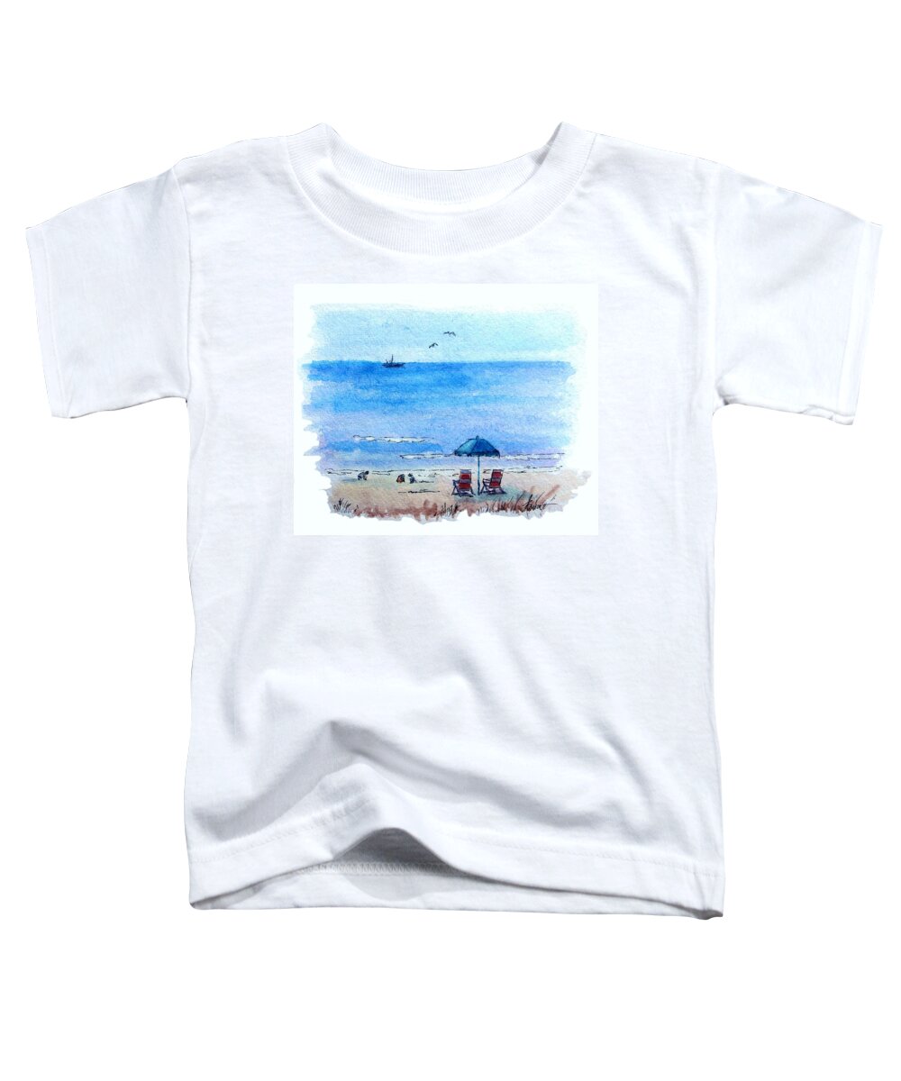 Beach Toddler T-Shirt featuring the painting Seagulls by Adele Bower