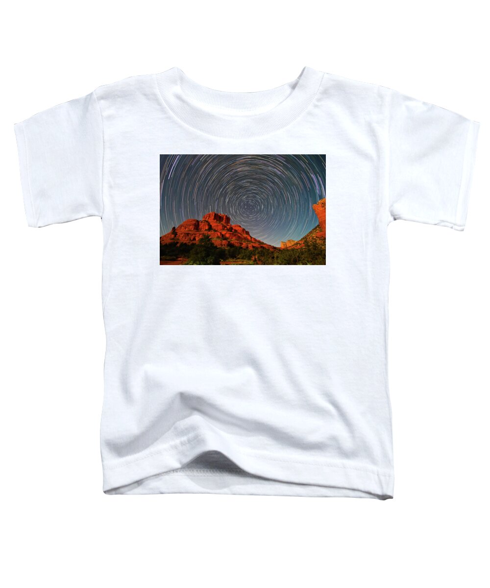 Sedona Bell Rock Startrails Toddler T-Shirt featuring the photograph Sedona Bell Rock startrails by Greg Smith