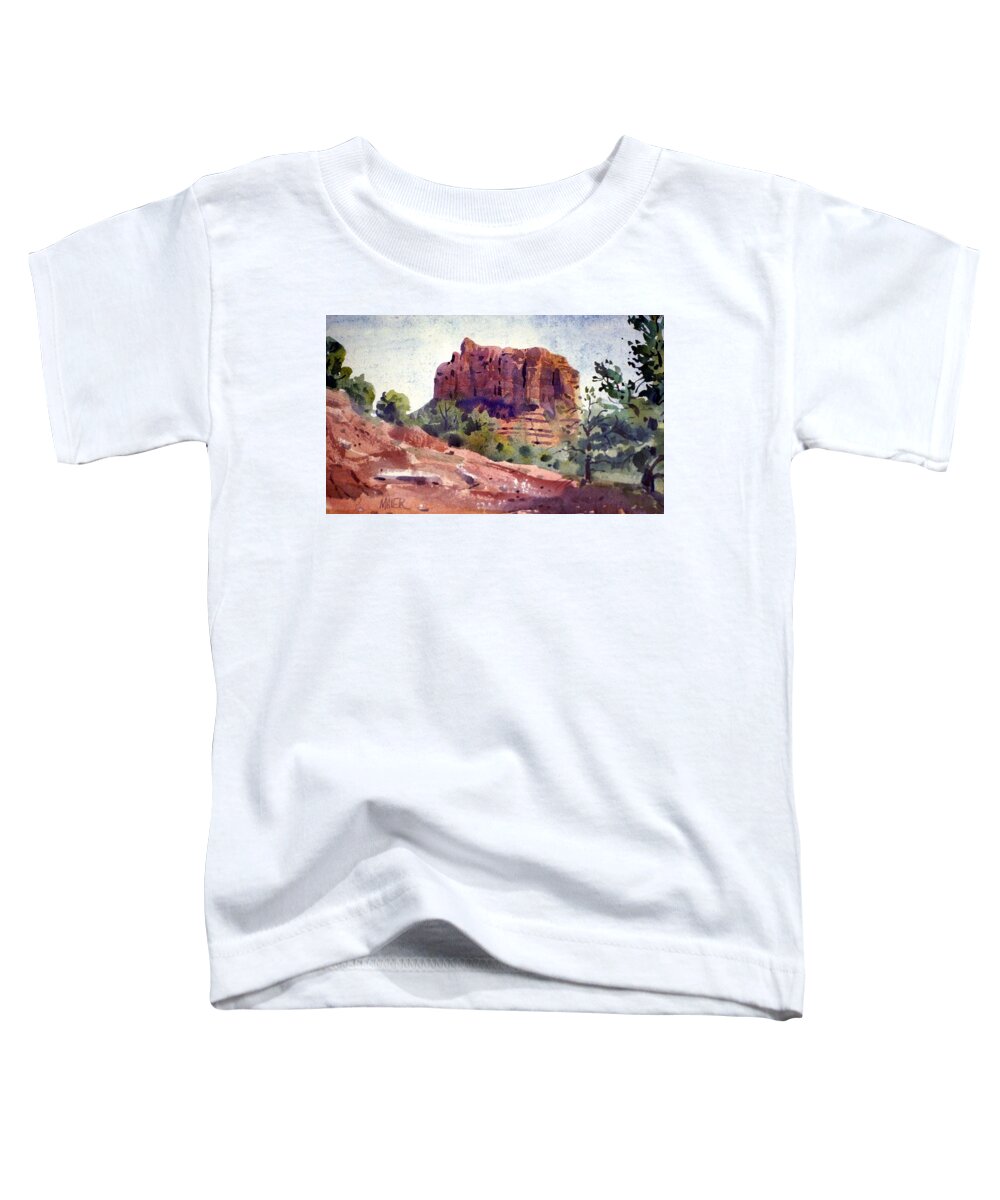 Butte Toddler T-Shirt featuring the painting Sedona Butte by Donald Maier