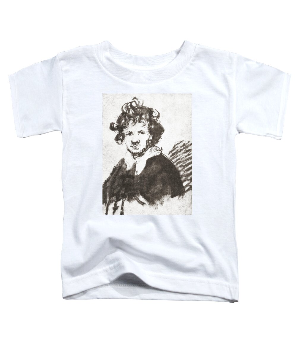 Welsh Toddler T-Shirt featuring the drawing Self Portrait Of Rembrandt Harmenszoon by Vintage Design Pics