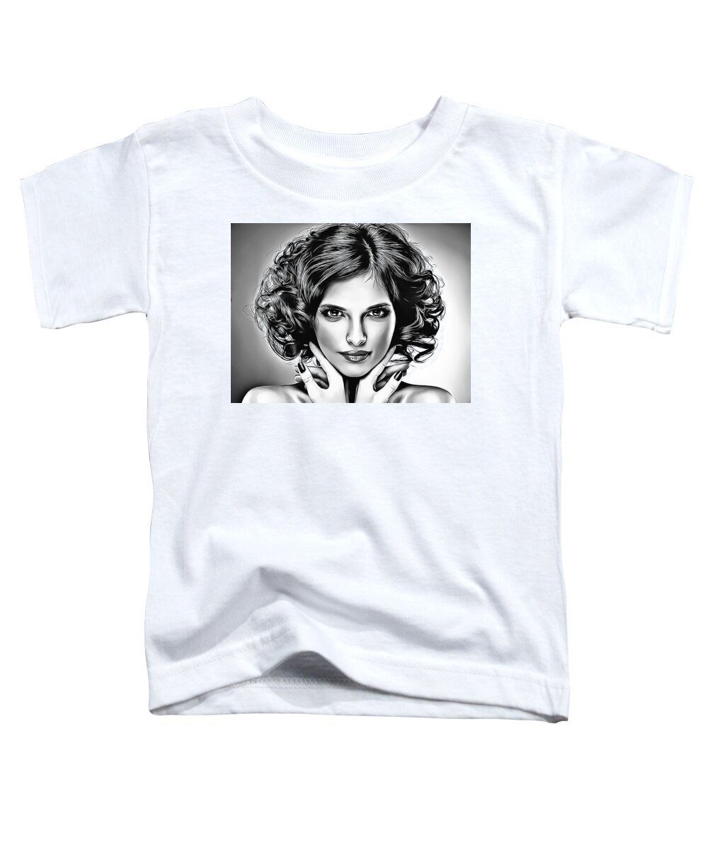 Pencil Toddler T-Shirt featuring the drawing Sesilya BW by Nenad Vasic