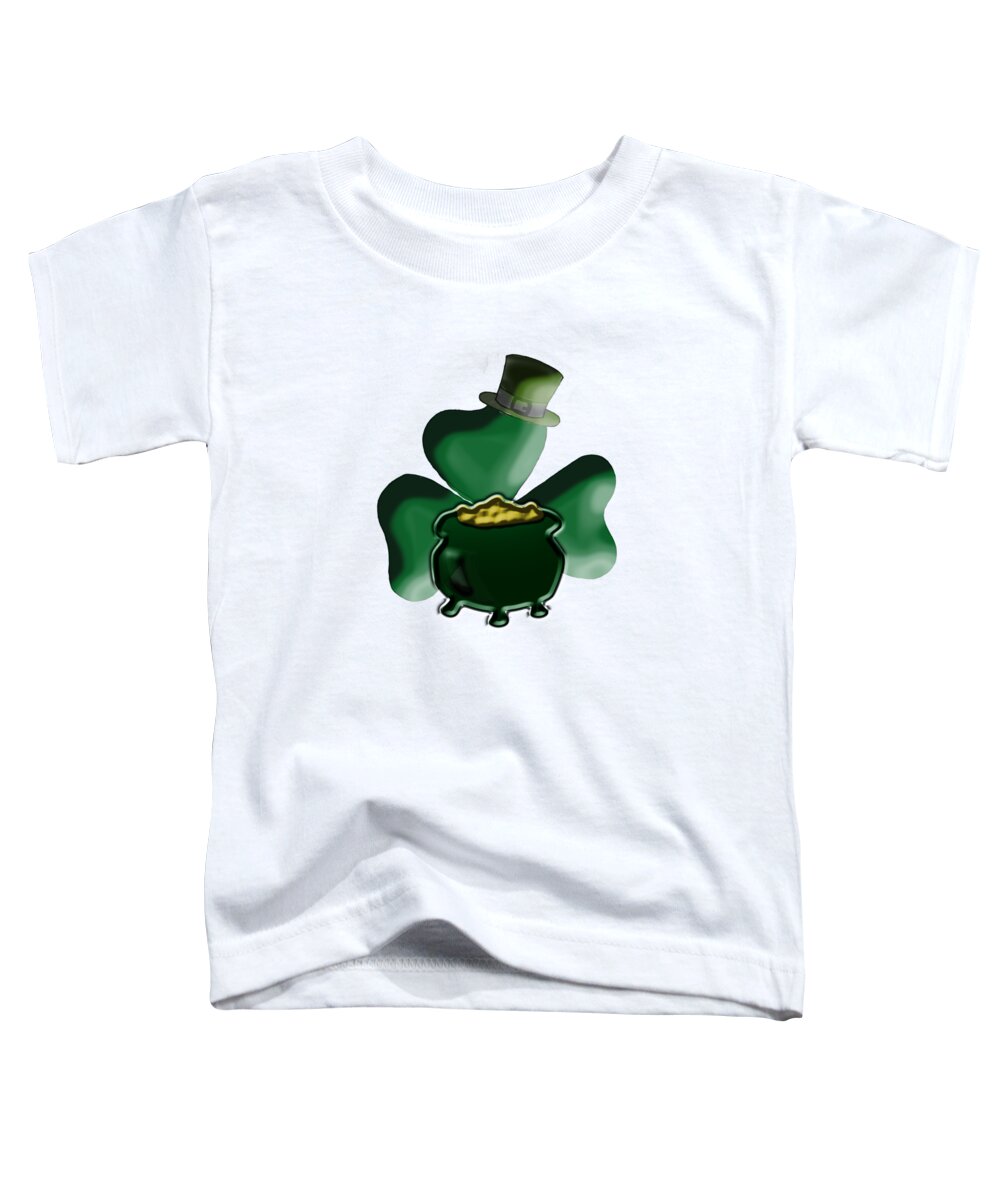 Shamrock Toddler T-Shirt featuring the digital art Shamrock and Pot of Gold by Judy Hall-Folde