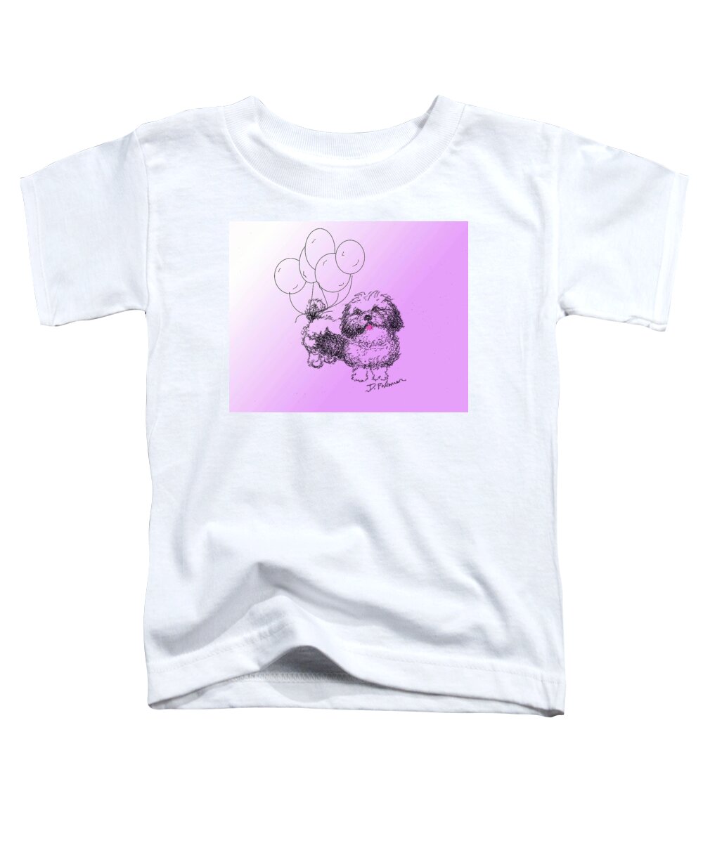 Animal Toddler T-Shirt featuring the drawing Shih Tzu by Denise F Fulmer