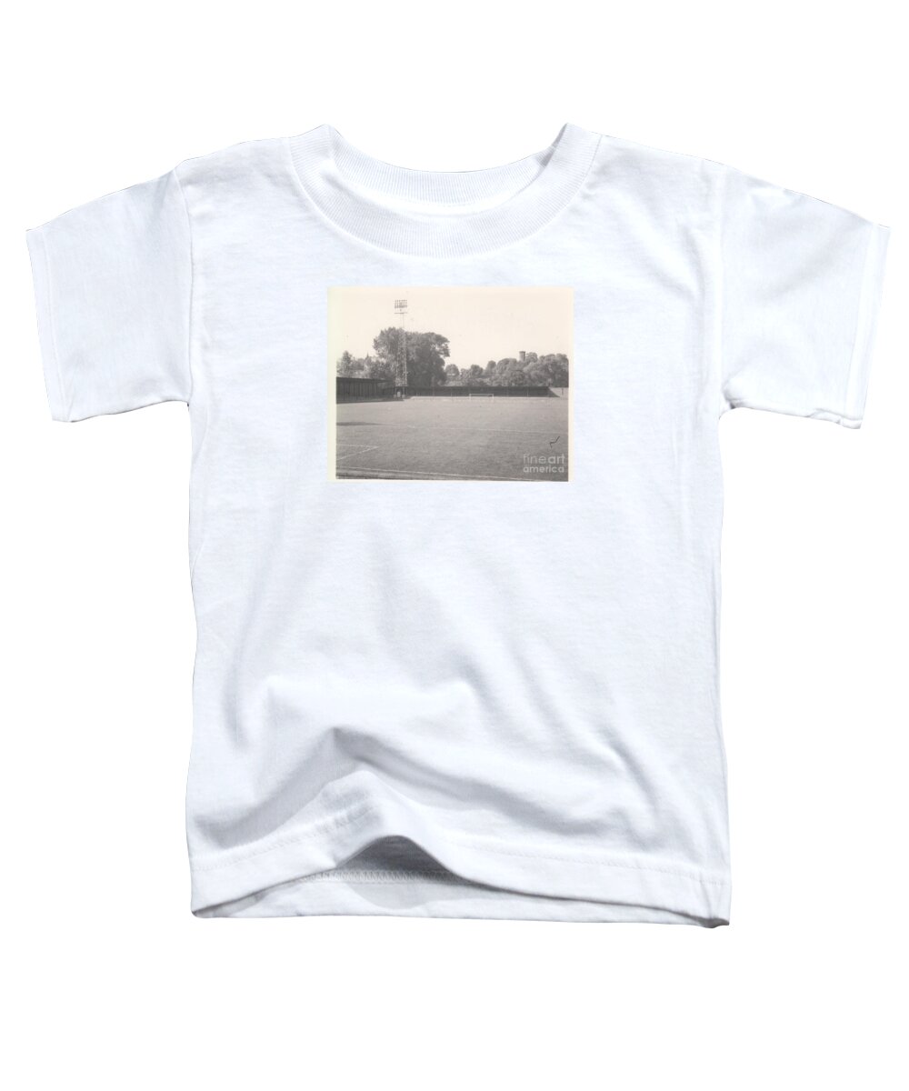  Toddler T-Shirt featuring the photograph Shrewsbury - Gay Meadow - Station End 2 - BW - March 1970 by Legendary Football Grounds