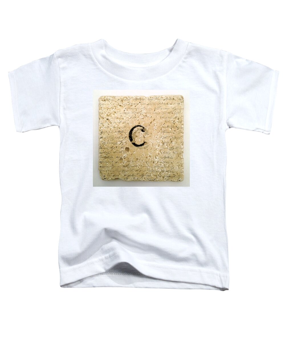 Single C Monogram Tile Coaster with Script Toddler T-Shirt by Angela Rath -  Pixels