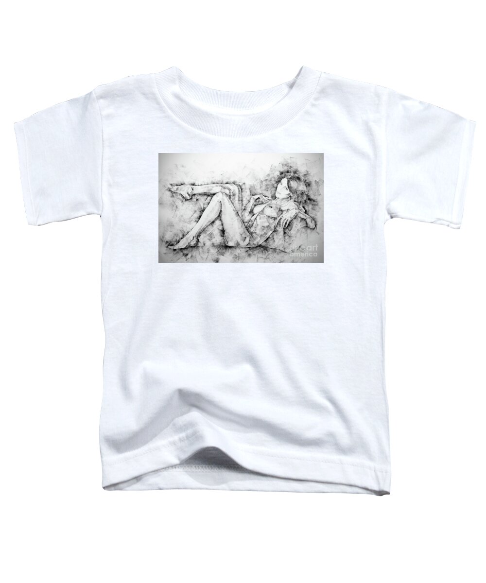 Art Toddler T-Shirt featuring the drawing SketchBook Page 46 Drawing Woman Classical Sitting Pose by Dimitar Hristov