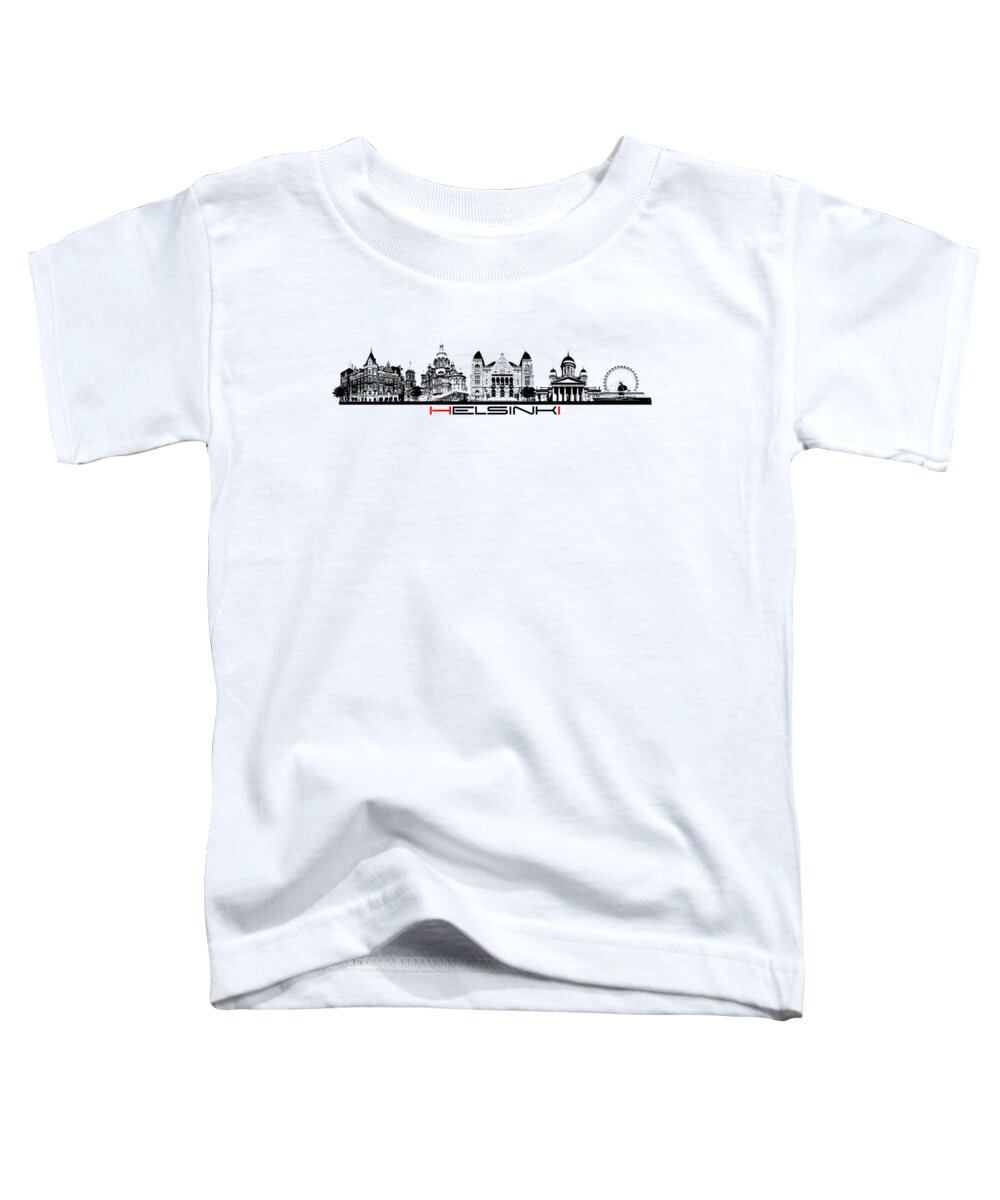 Helsinki Toddler T-Shirt featuring the digital art skyline city Helsinki by Justyna Jaszke JBJart