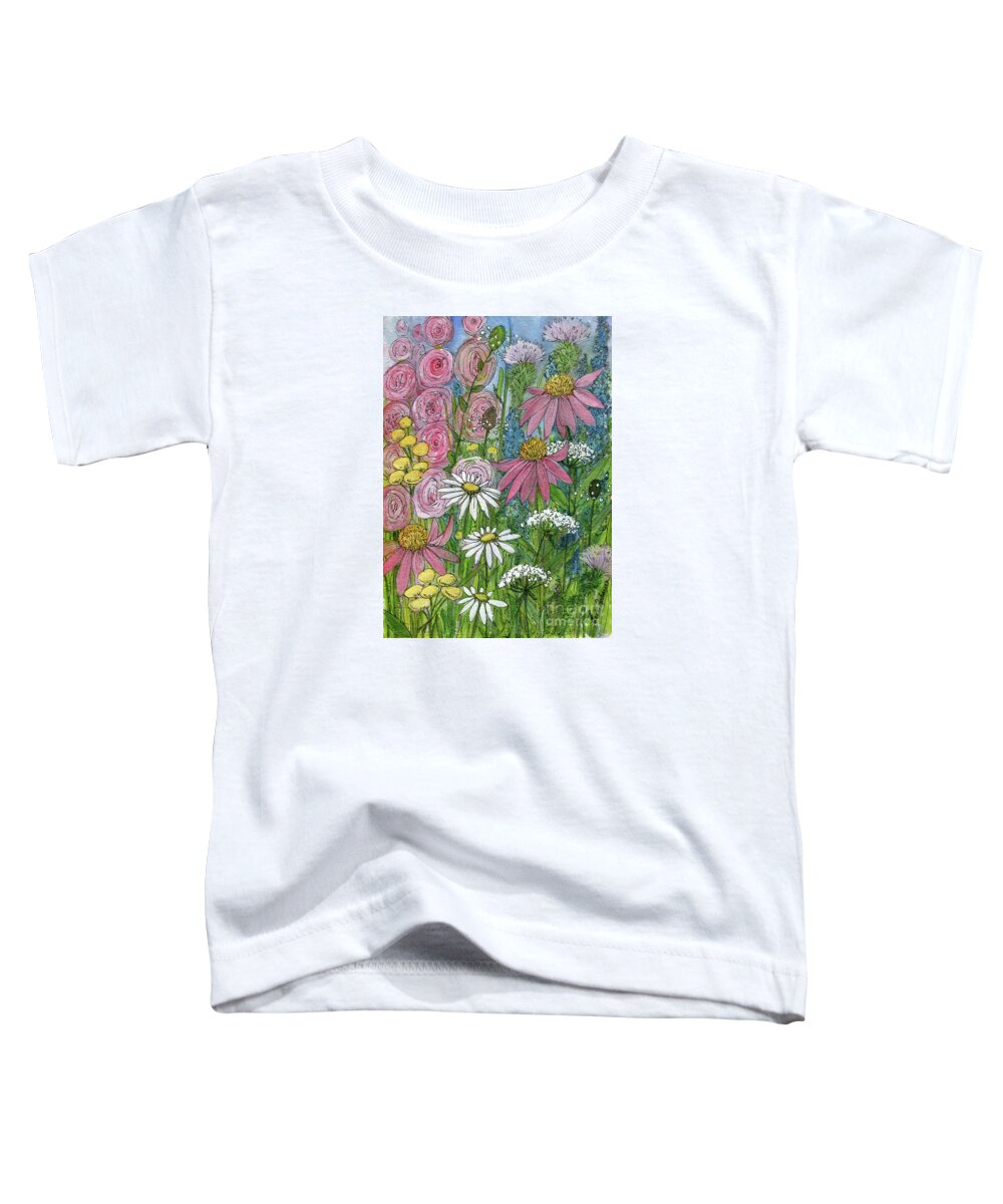 Garden Toddler T-Shirt featuring the painting Smiling Flowers by Laurie Rohner