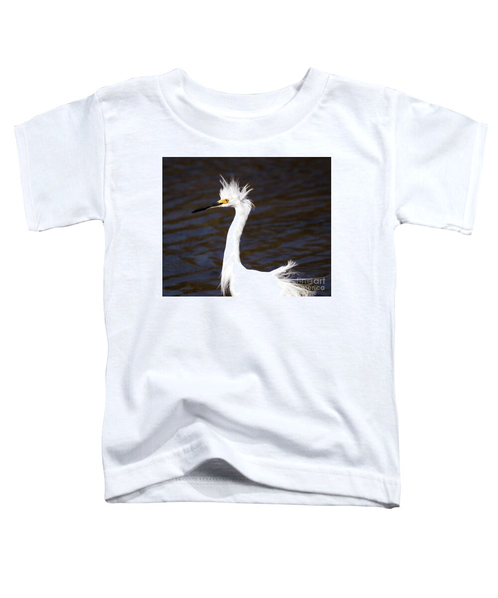 Nature Toddler T-Shirt featuring the photograph Snowy Egret Having a Bad Feather Day by DB Hayes