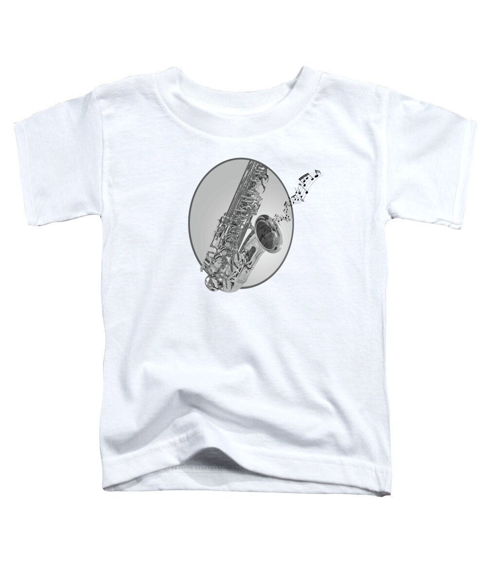 Music Toddler T-Shirt featuring the photograph Sounds of the Sax in Black and White by Gill Billington