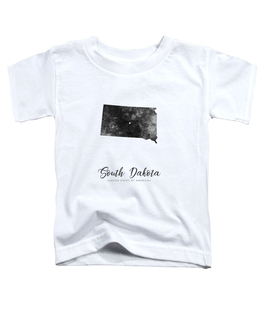 South Dakota Toddler T-Shirt featuring the mixed media South Dakota State Map Art - Grunge Silhouette by Studio Grafiikka