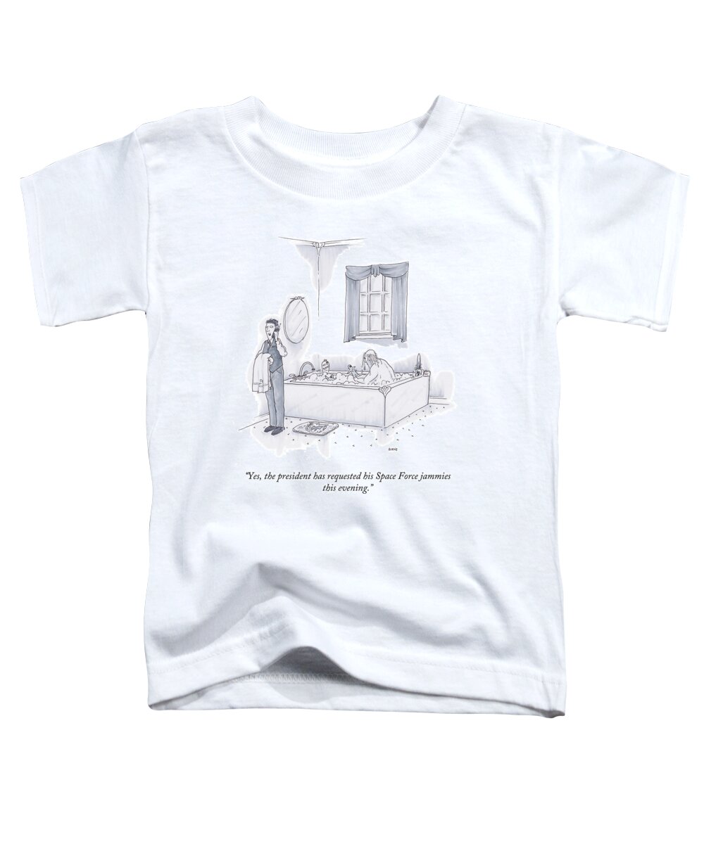 Yes Toddler T-Shirt featuring the drawing Space Force Jammies by Teresa Burns Parkhurst