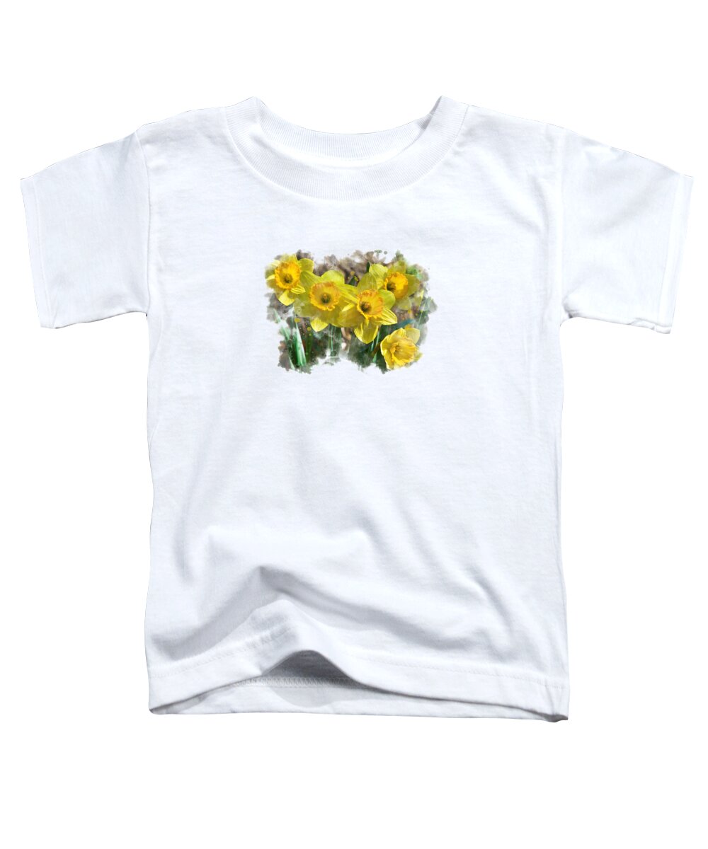 Daffodils Toddler T-Shirt featuring the mixed media Spring Daffodils Watercolor Art by Christina Rollo