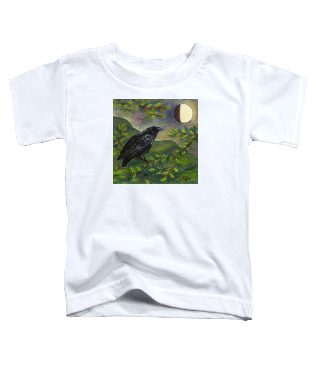 Lunar Toddler T-Shirt featuring the painting Spring Moon Raven by FT McKinstry