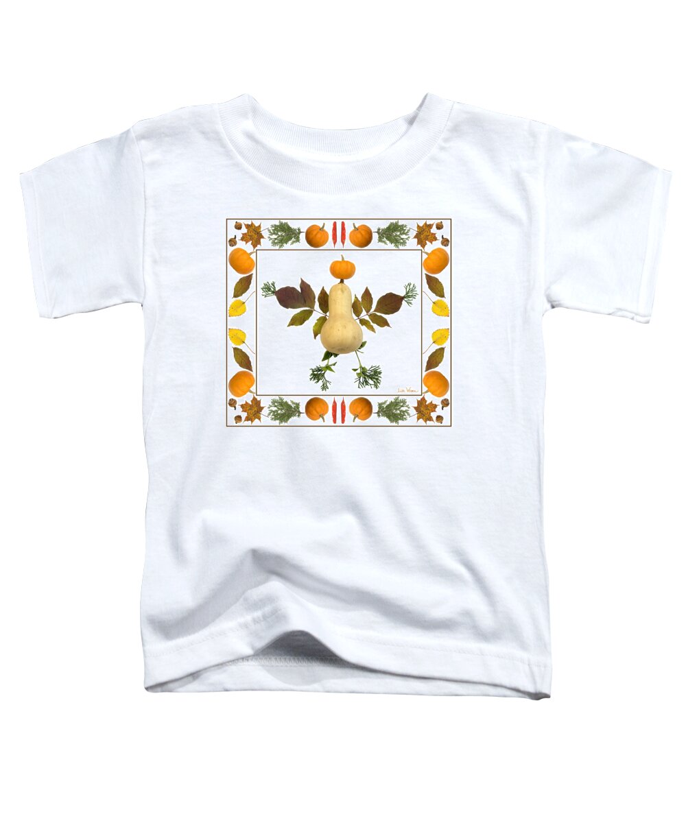 Lise Winne Toddler T-Shirt featuring the digital art Squash with Pumpkin Head by Lise Winne