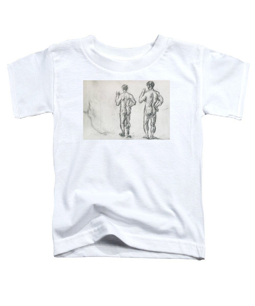 Paul Cezanne Toddler T-Shirt featuring the drawing Standing Male Bather by Paul Cezanne