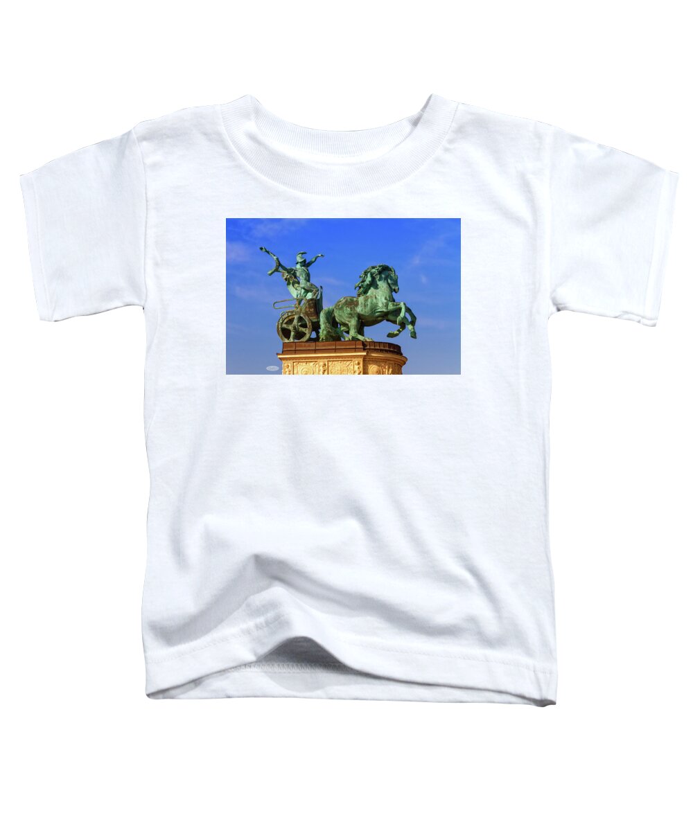 Monument Toddler T-Shirt featuring the photograph Statue representing War, a man holding a snake on a chariot, on by Elenarts - Elena Duvernay photo
