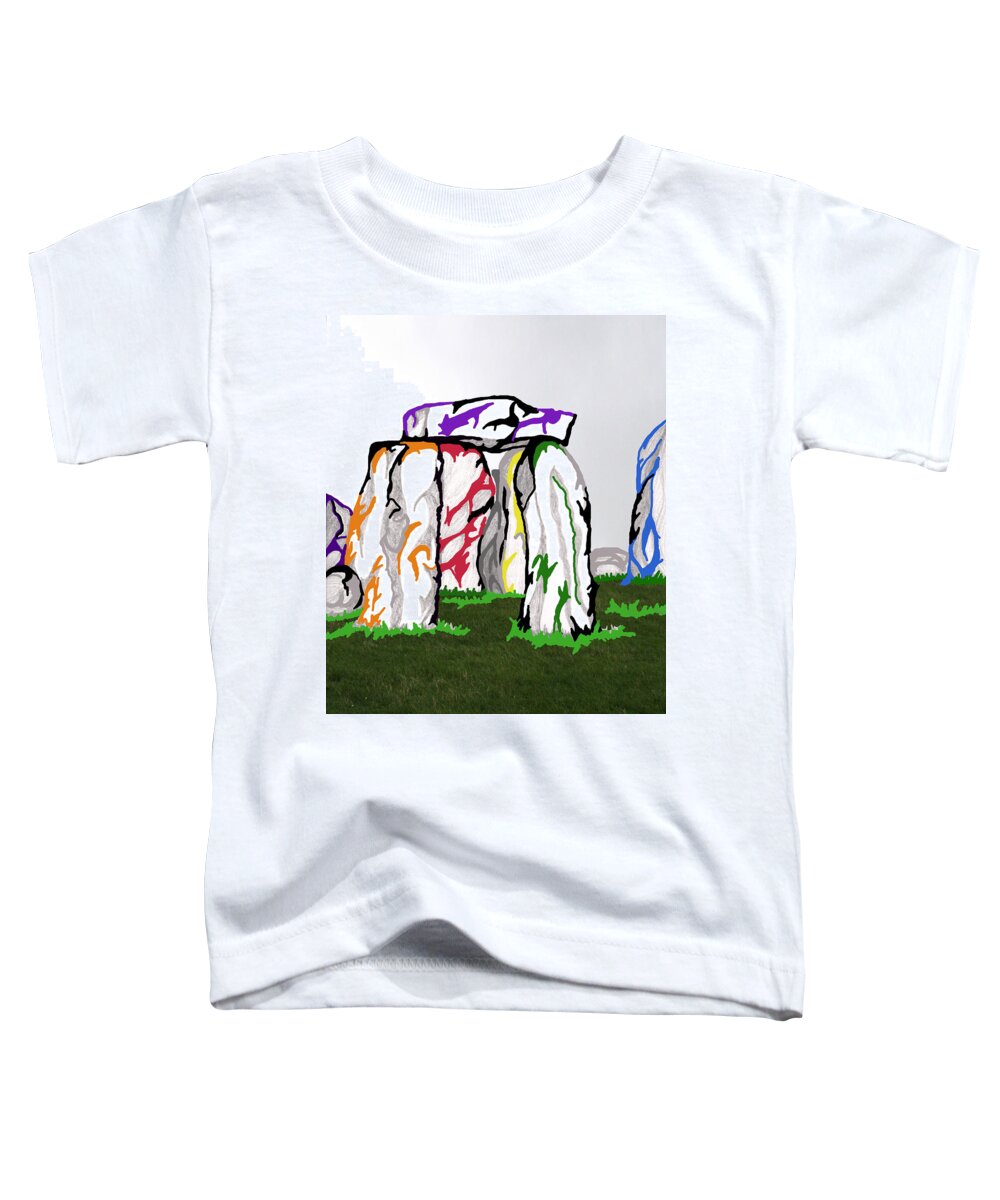 Abstract Toddler T-Shirt featuring the mixed media Stonehenge Chakras by Mary Mikawoz