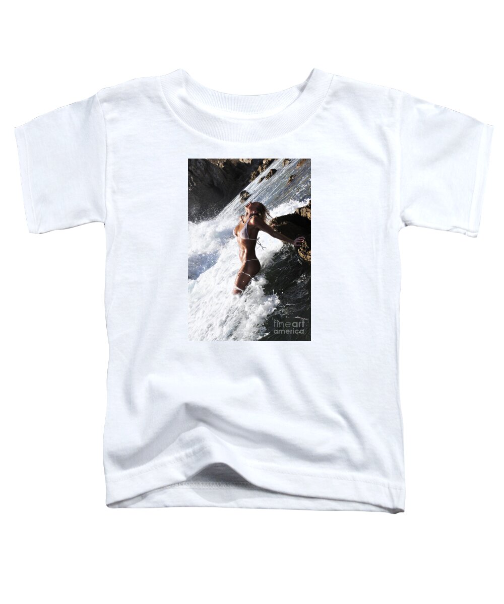 Artistic Toddler T-Shirt featuring the photograph Storming the beach by Robert WK Clark