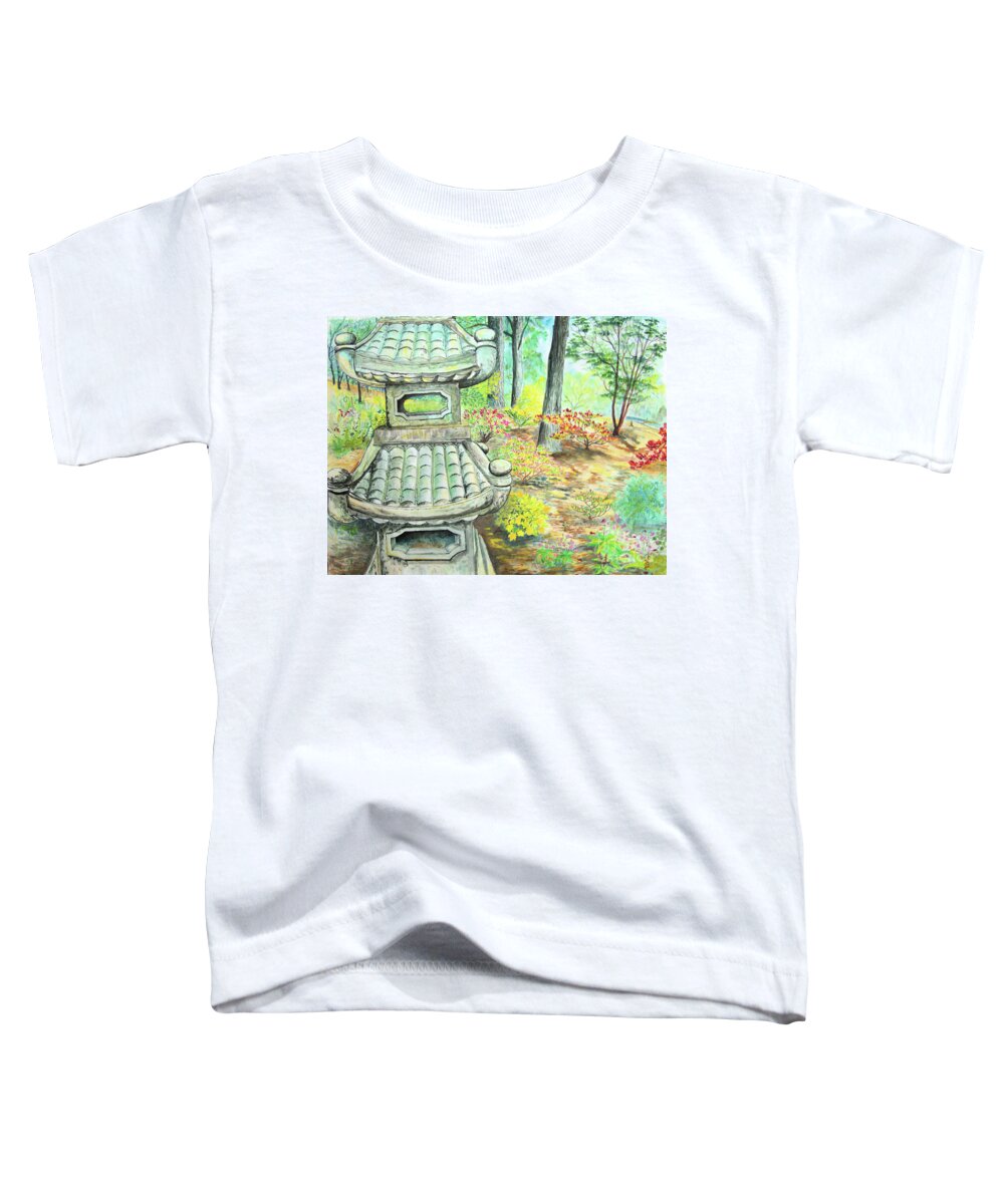 Japanese Toddler T-Shirt featuring the painting Strolling through the Japanese Garden by Nicole Angell