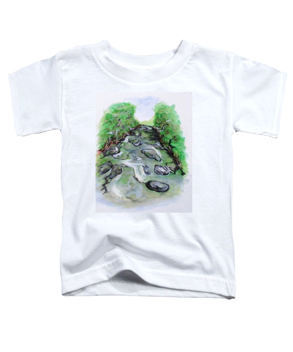 Sugar Creek Toddler T-Shirt featuring the painting Sugar Creek, Boyhood Memory by Clyde J Kell