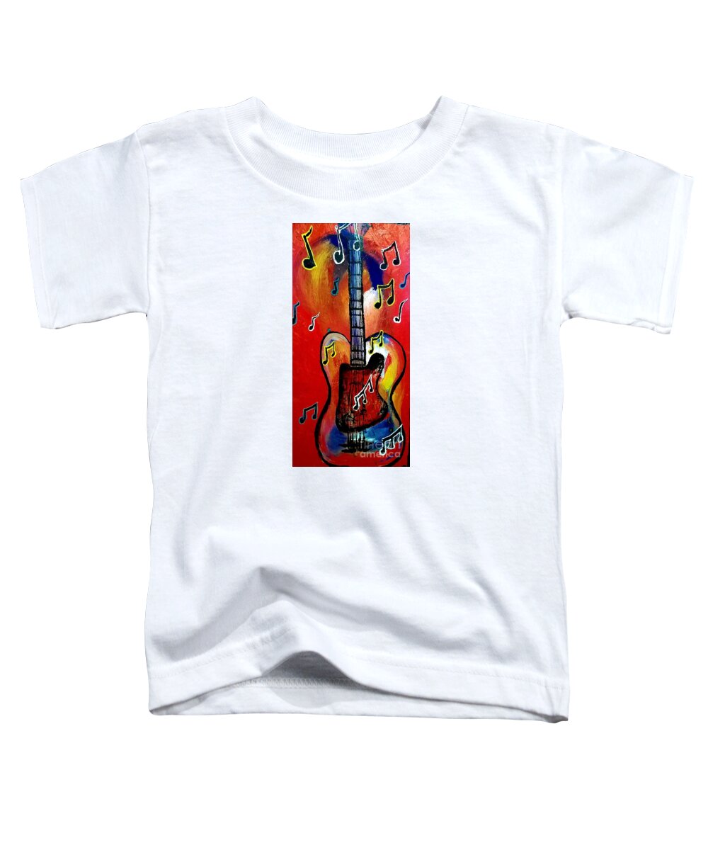 Guitar Music Beach Sunny Toddler T-Shirt featuring the painting Sun Burst Guitar by James and Donna Daugherty