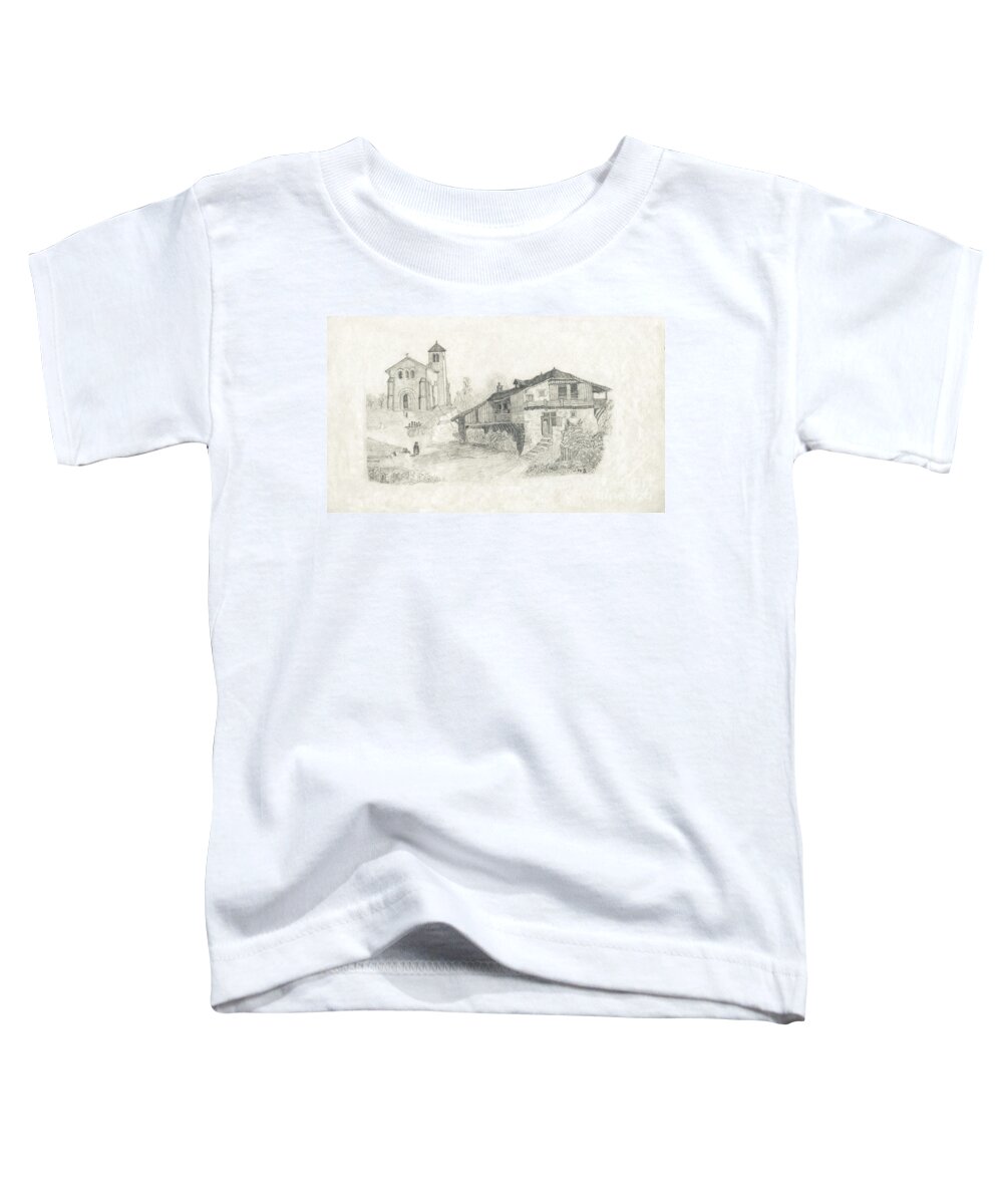 England Toddler T-Shirt featuring the drawing Sunday Service - no borders by Donna L Munro