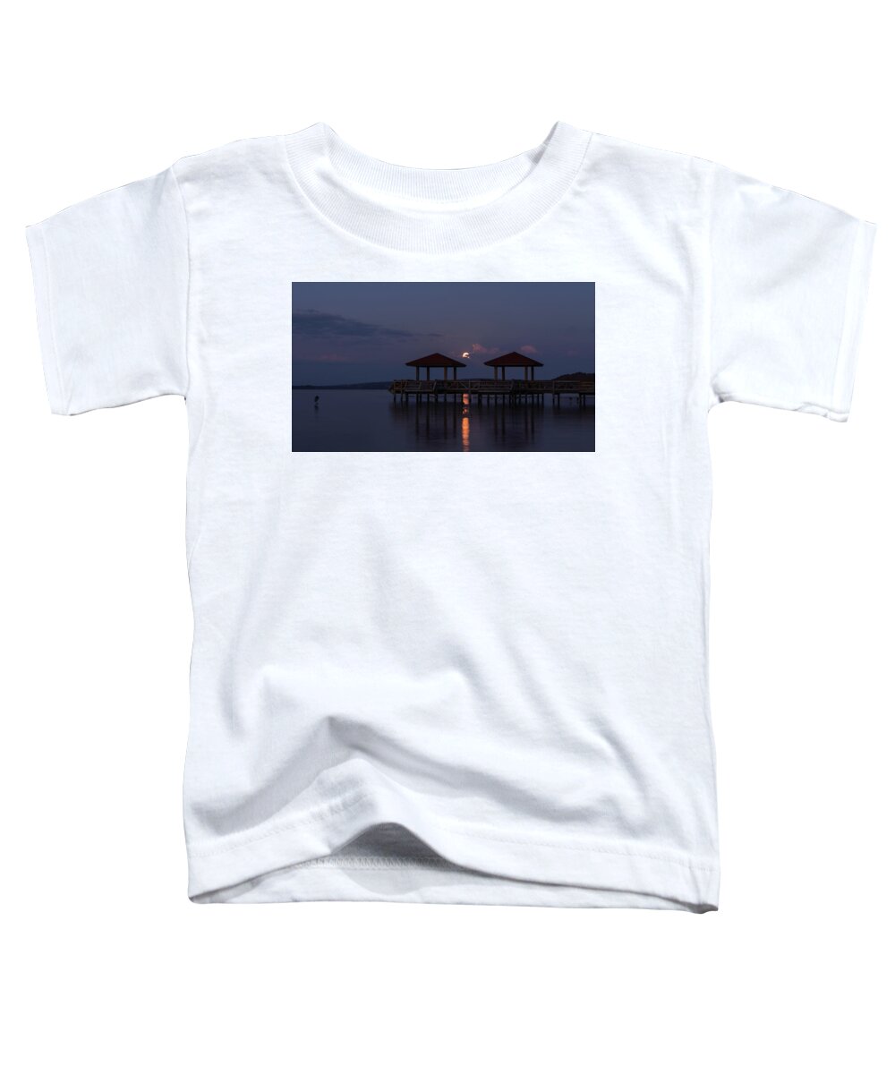 Super Moon Toddler T-Shirt featuring the photograph Super Moon over Lake Dardanelle by Eilish Palmer